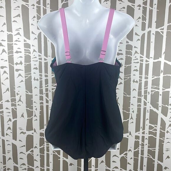 Catalina Color Block High Neck One Piece Swimsuit sz 1X - Picture 4 of 7